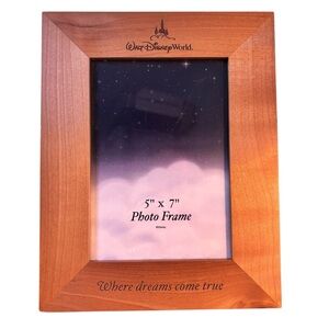 Walt Disney World Brown‎ Wood Engraved Picture Frame 5x7
